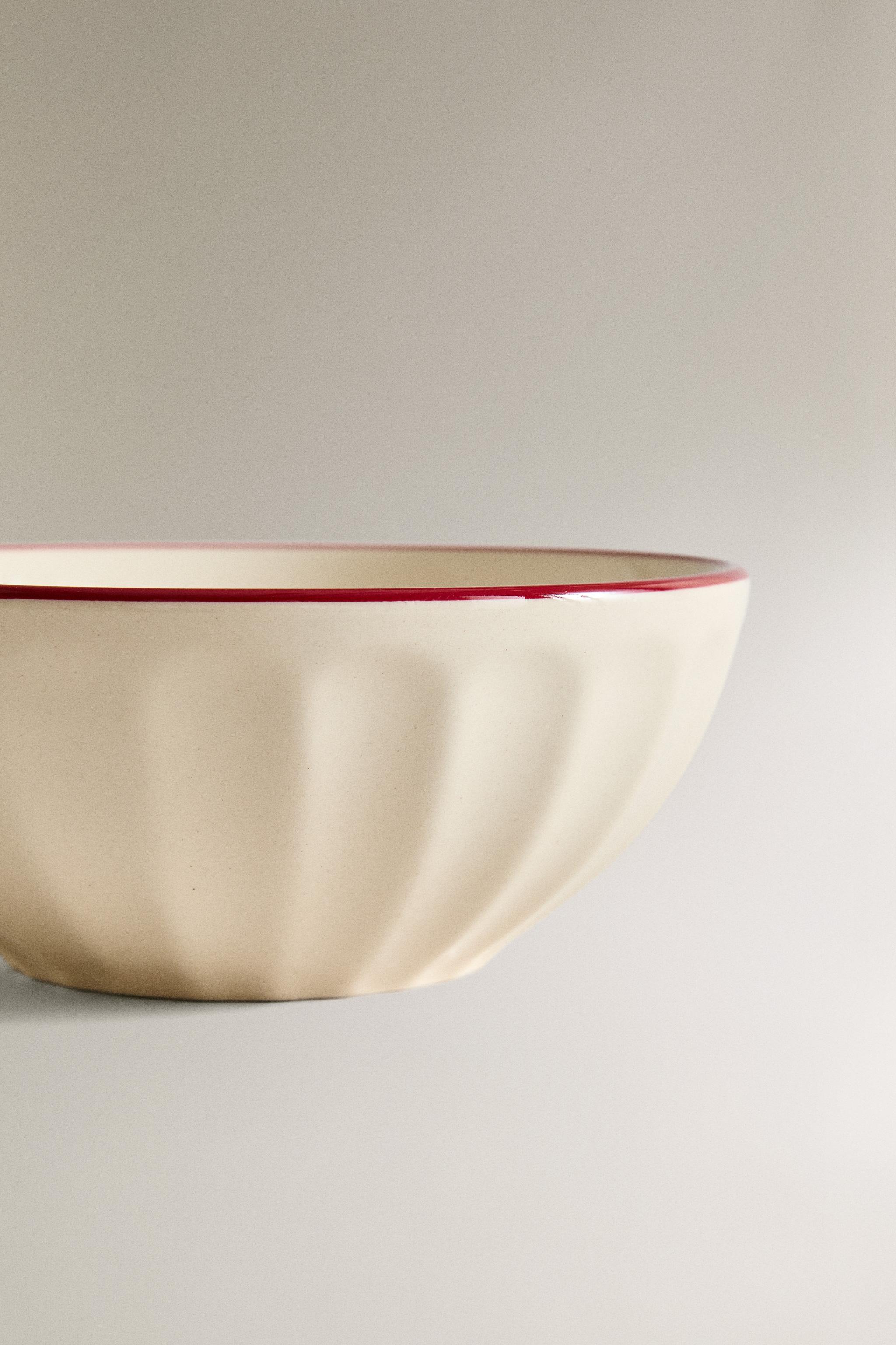 SCALLOPED STONEWARE CHRISTMAS BOWL